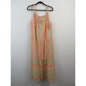 Grace + Karma Maxi Dress Size XL Smocked Striped Colorful Tassel Boho Festival